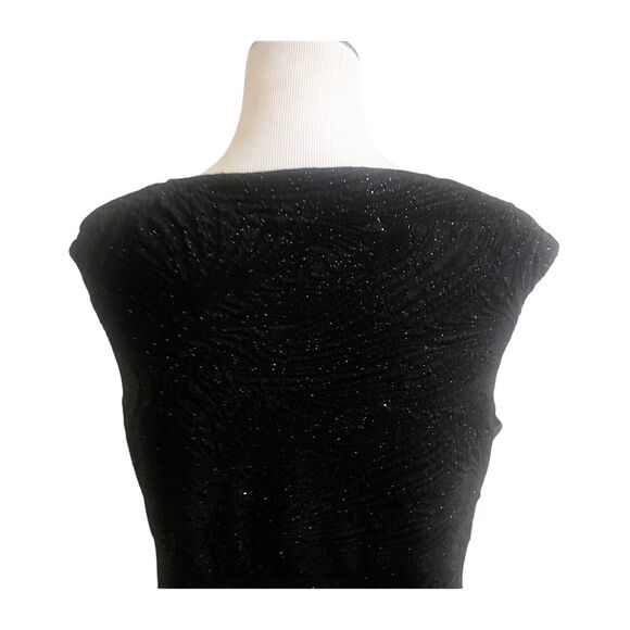 Alfani Faux Wrap Dress Ruched Black Metallic Sparkly Midi Plus Size 16W Holiday - Picture 12 of 15